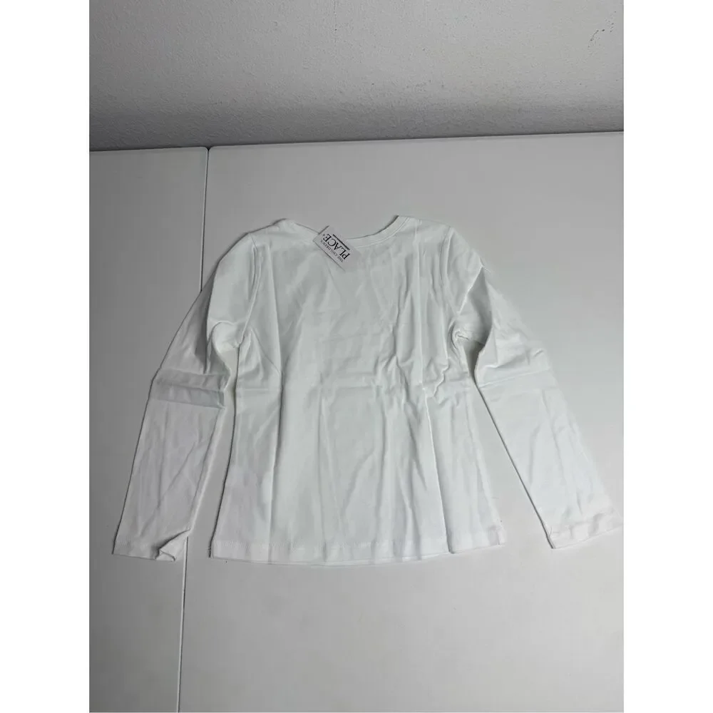 NWT The Children’s Place Girls Tee Shirt Long Sleeve White Cotton Size S/6